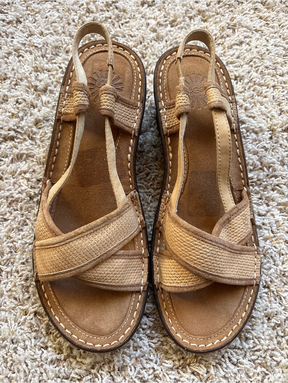 UGG Mayley Wedge Sandals Size 10 Taupe/Tan